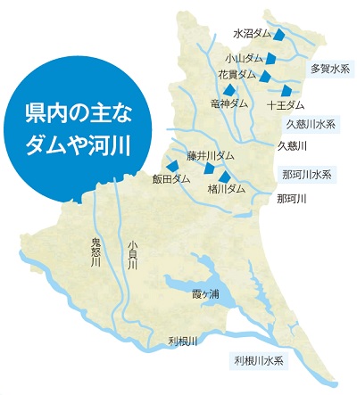 県内の主なダムや河川イメージイラスト