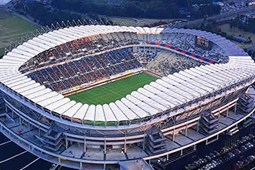 日本初のサッカー専用スタジアム「カシマサッカースタジアム」を上から見た写真