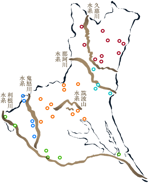 茨城県内の酒蔵一覧の地図