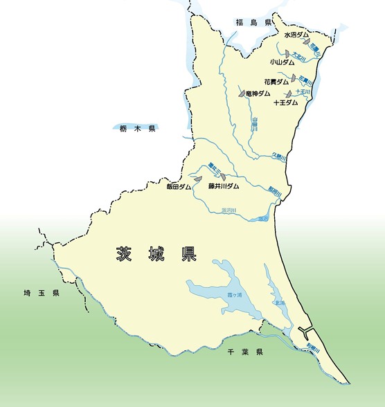 茨城県内のダム位置図