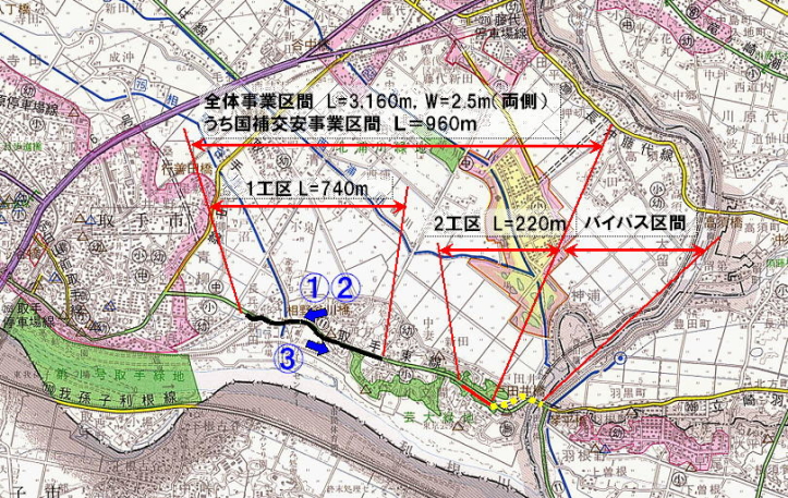 取手東線歩道設置事業位置図