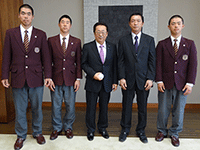 常総学院高等学校の選手及び関係者を激励