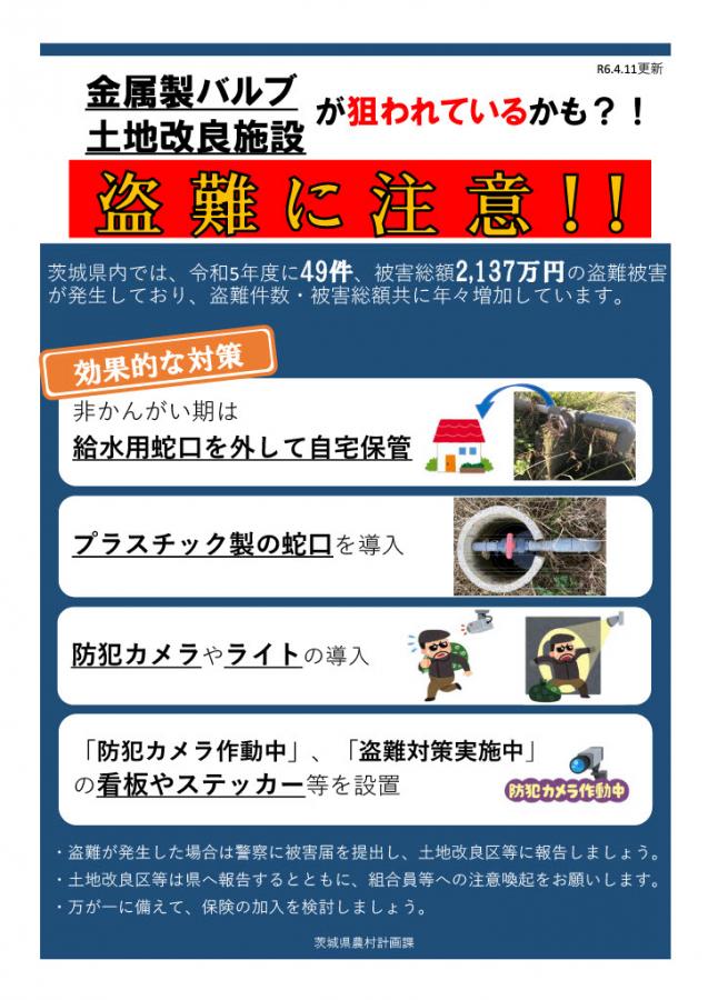 盗難注意喚起のチラシ