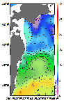 AMSRによる2025年2月19日の房総から道東沖合の海面水温1℃台から19℃台となっている