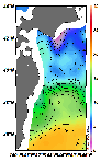 AMSRによる2025年2月20日の房総から道東沖合の海面水温2℃台から19℃台となっている