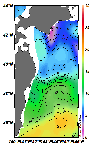 AMSRによる2025年2月21日の房総から道東沖合の海面水温2℃台から19℃台となっている
