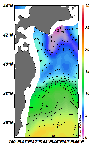AMSRによる2025年2月27日の房総から道東沖合の海面水温1℃台から18℃台となっている