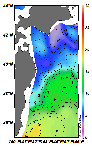 AMSRによる2025年4月2日の房総から道東沖合の海面水温2℃台から19℃台となっている