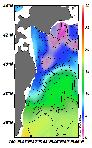 AMSRによる2025年4月4日の房総から道東沖合の海面水温1℃台から18℃台となっている