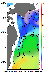 AMSRによる2025年4月5日の房総から道東沖合の海面水温2℃台から19℃台となっている