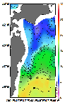 AMSRによる2025年4月7日の房総から道東沖合の海面水温3℃台から18℃台となっている