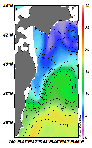 AMSRによる2025年4月8日の房総から道東沖合の海面水温2℃台から18℃台となっている