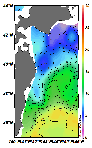 AMSRによる2025年4月11日の房総から道東沖合の海面水温3℃台から18℃台となっている