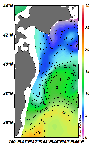 AMSRによる2025年4月12日の房総から道東沖合の海面水温3℃台から19℃台となっている