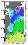 AMSRによる2025年4月13日の房総から道東沖合の海面水温2℃台から18℃台となっている