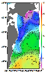AMSRによる2025年4月15日の房総から道東沖合の海面水温1℃台から19℃台となっている