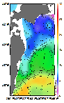 AMSRによる2025年4月17日の房総から道東沖合の海面水温1℃台から19℃台となっている
