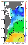 AMSRによる2025年4月22日の房総から道東沖合の海面水温4℃台から19℃台となっている