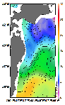 AMSRによる2025年4月25日の房総から道東沖合の海面水温2℃台から19℃台となっている