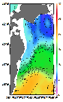 AMSRによる2025年4月26日の房総から道東沖合の海面水温2℃台から19℃台となっている
