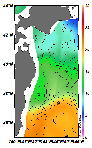 AMSRによる2025年5月16日の房総から道東沖合の海面水温5℃台から22℃台となっている
