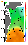AMSRによる2025年6月7日の房総から道東沖合の海面水温7℃台から23℃台となっている