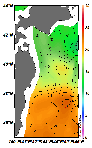 AMSRによる2025年6月10日の房総から道東沖合の海面水温10℃台から23℃台となっている