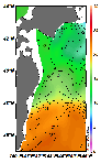 AMSRによる2025年6月13日の房総から道東沖合の海面水温8℃台から23℃台となっている