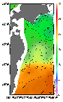 AMSRによる2025年6月16日の房総から道東沖合の海面水温8℃台から23℃台となっている