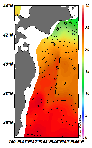 AMSRによる2025年7月3日の房総から道東沖合の海面水温11℃台から26℃台となっている