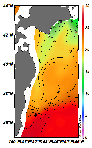 AMSRによる2025年7月17日の房総から道東沖合の海面水温11℃台から26℃台となっている