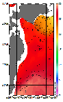 AMSRによる2025年9月11日の房総から道東沖合の海面水温18℃台から29℃台となっている
