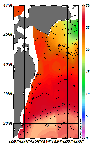 AMSRによる2025年9月17日の房総から道東沖合の海面水温12℃台から30℃台となっている
