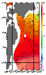 AMSRによる2025年9月21日の房総から道東沖合の海面水温15℃台から29℃台となっている
