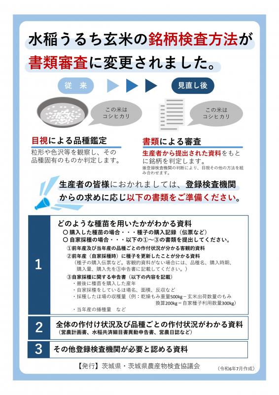 茨城県・銘柄検査方法周知チラシ
